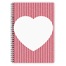 Quaderno A4 con copertina plastificata cuore a strisce