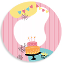 cake topper tondo compleanno astratto con torta