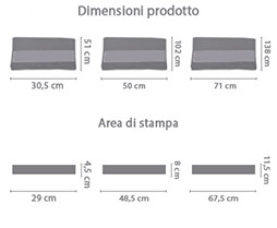 Crea Asciugamano Personalizzato area di stampa da personalizzare del prodotto