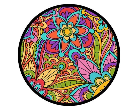 Zerbinoo rotondo con grafica floreale colorata