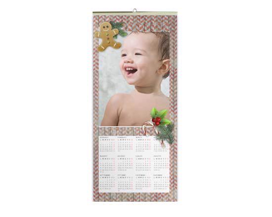 Calendario su pagina singola dalla grafica natalizia