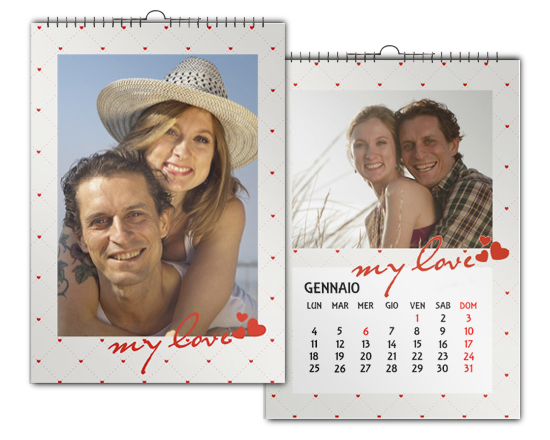 Calendario personalizzato multipagina con sfondo romantico