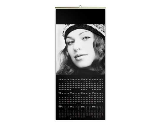 Calendario su pagina singola nel formato 30x70 con grafica nera