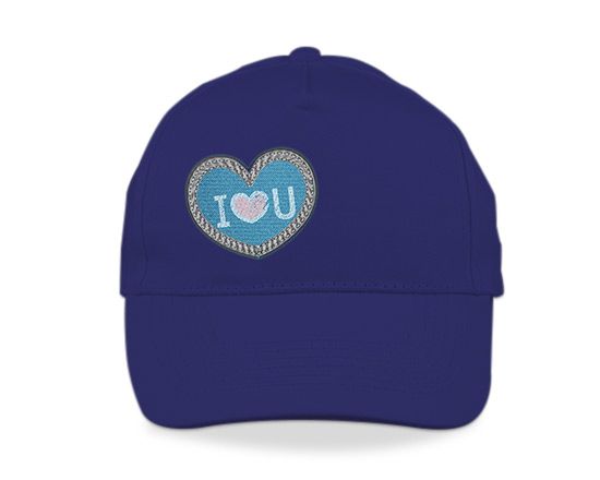 Cappellino con visiera e cuore blu