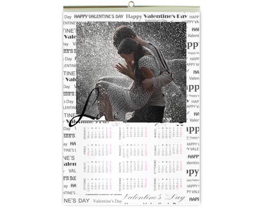 Calendario pagina singola in formato A3 con grafica per s. valentino