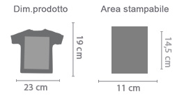 Personalizza Mini T-Shirt area di stampa da personalizzare del prodotto
