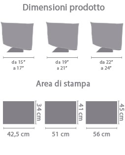 Copri Monitor 4:3 area di stampa da personalizzare del prodotto