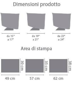 Copri Monitor 16:9 area di stampa da personalizzare del prodotto