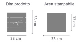 Orologio Quadrato su Listelli in Legno area di stampa da personalizzare del prodotto