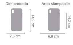 Crea Cover Trasparente iPhone XS area di stampa da personalizzare del prodotto