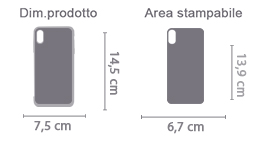Crea Cover Silicone iPhone XS area di stampa da personalizzare del prodotto