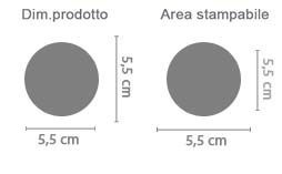 Crea Calamita Rotonda area di stampa da personalizzare del prodotto