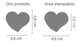 Crea Calamita Cuore area di stampa da personalizzare del prodotto