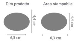 Crea Calamita Ovale area di stampa da personalizzare del prodotto