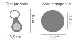 Portachiavi Tondo area di stampa da personalizzare del prodotto