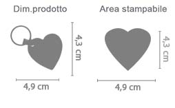 Portachiavi in Masonite a Cuore area di stampa da personalizzare del prodotto