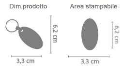 Portachiavi in Masonite Ovale area di stampa da personalizzare del prodotto