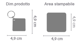 Portachiavi in Masonite Quadrato area di stampa da personalizzare del prodotto