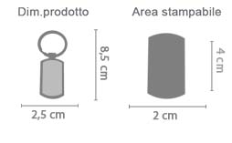 Portachiavi Rettangolare Metallo area di stampa da personalizzare del prodotto