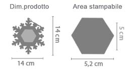 Decorazione Natalizia fiocco di neve esagonale area di stampa da personalizzare del prodotto