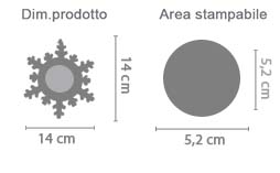 Decorazione Natalizia fiocco di neve tondo area di stampa da personalizzare del prodotto