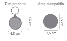 Portachiave in Plastica Tondo area di stampa da personalizzare del prodotto