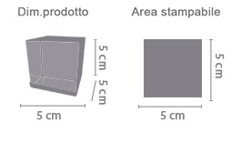 Cubo in Vetro Personalizzato area di stampa da personalizzare del prodotto