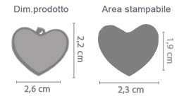Collana Ciondolo Cuore Personalizzato area di stampa da personalizzare del prodotto