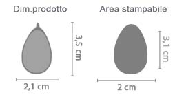 Collana Ciondolo Goccia Personalizzato area di stampa da personalizzare del prodotto