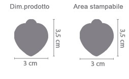 Ciondolo Cuore area di stampa da personalizzare del prodotto