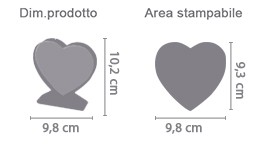 Cristallo Cuore con Foto area di stampa da personalizzare del prodotto