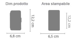 Flip Cover Laterale iPhone 4 e 4S area di stampa da personalizzare del prodotto