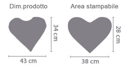 Crea cuscino cuore area di stampa da personalizzare del prodotto