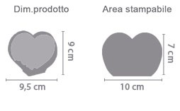 Crea Palla di Neve a Cuore area di stampa da personalizzare del prodotto