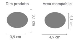 Spilla Ovale Piccola Personalizzata area di stampa da personalizzare del prodotto