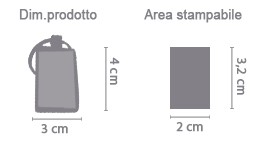 Portachiavi in metallo rettangolare area di stampa da personalizzare del prodotto