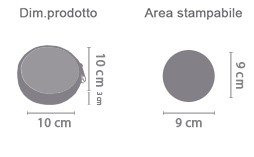 Portamonete in tessuto rotondo area di stampa da personalizzare del prodotto