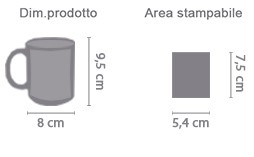 Tazza grip stampa ritratto area di stampa da personalizzare del prodotto