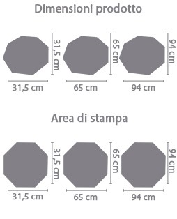 Tela ottagonale personalizzata area di stampa da personalizzare del prodotto