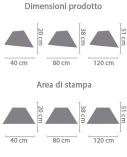 Tela trapezio personalizzata area di stampa da personalizzare del prodotto