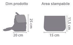 Zainetto jeans personalizzato area di stampa da personalizzare del prodotto