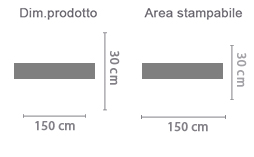 Striscione 150x30 Personalizzato area di stampa da personalizzare del prodotto