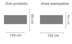 Striscione 150x60 Personalizzato area di stampa da personalizzare del prodotto