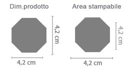 Portachiavi Ottagonale Colorato Personalizzato area di stampa da personalizzare del prodotto