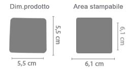 Magnete Quadrato da Frigo area di stampa da personalizzare del prodotto