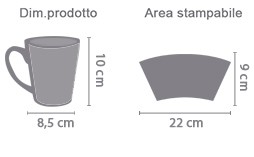 Crea Tazza Colazione panoramica area di stampa da personalizzare del prodotto