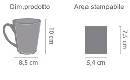 Tazza da Latte Personalizzata area di stampa da personalizzare del prodotto