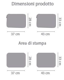 Crea Custodia Pc Imbottita area di stampa da personalizzare del prodotto