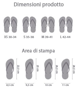 Infradito da Mare Personalizzate area di stampa da personalizzare del prodotto