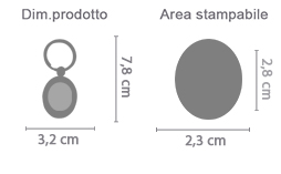 Portachiavi Ovale in Metallo area di stampa da personalizzare del prodotto